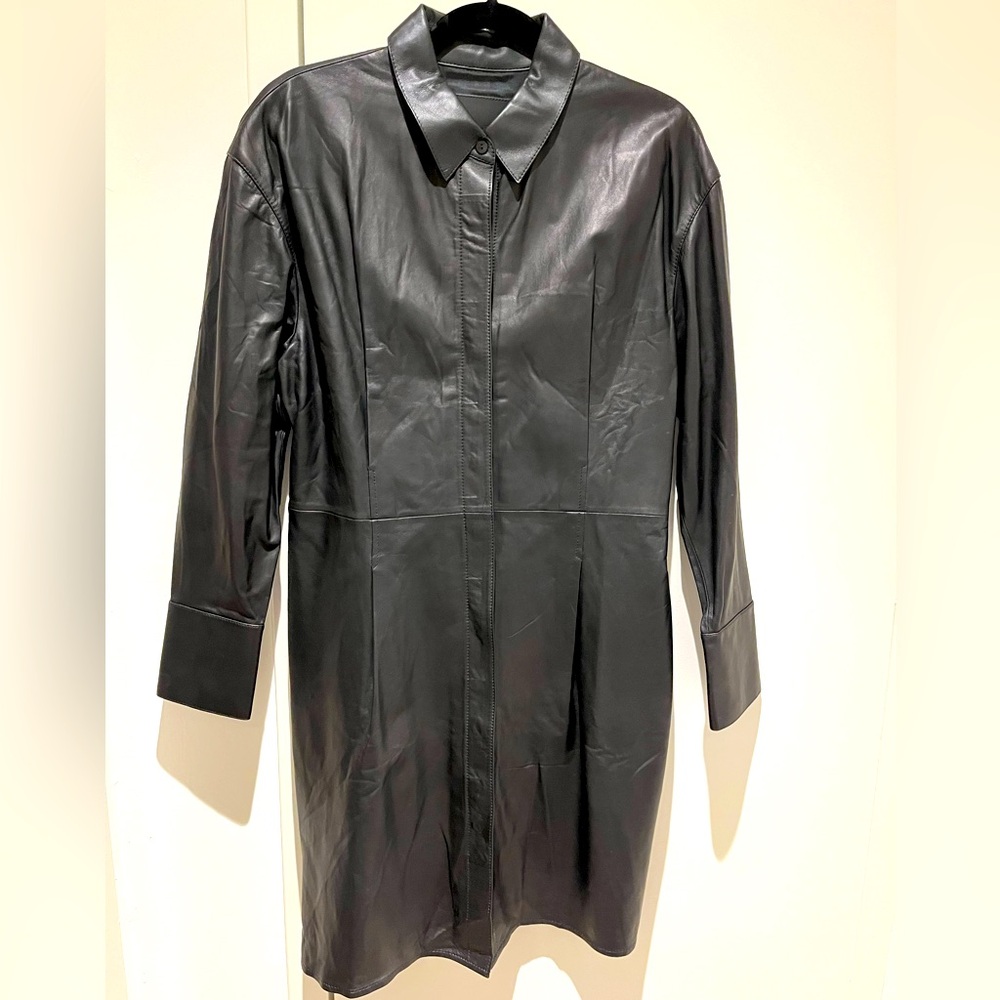 Massimo Duti leather shirt dress